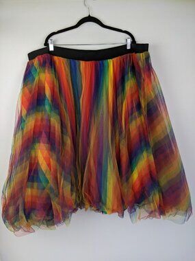 Torrid Pride Rainbow Tulle Skirt 5X Midi A-Line 5 Layer LGBTQ Holographic